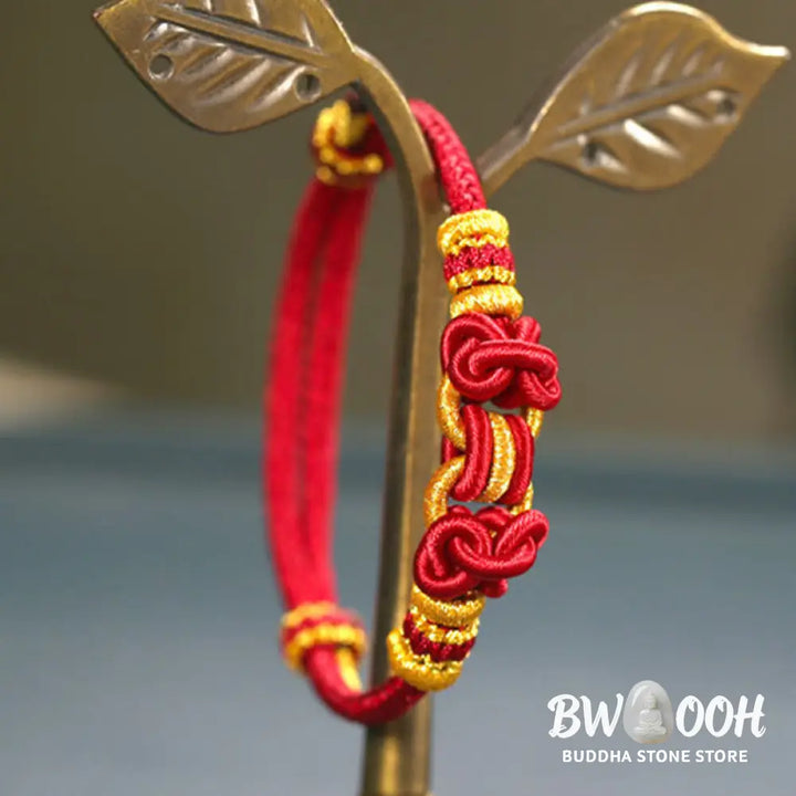 Buddha Stones Red String Saddle Knot Strength Bracelet - BWOOOH - Bracelet