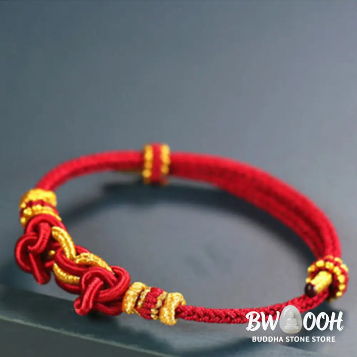 Buddha Stones Red String Saddle Knot Strength Bracelet - BWOOOH - Bracelet