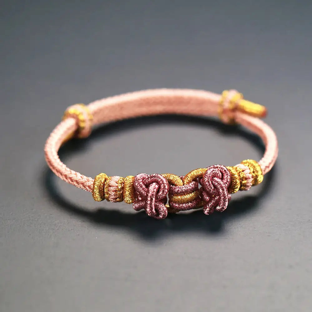 Buddha Stones Red String Saddle Knot Strength Bracelet - BWOOOH - Pink - Bracelet