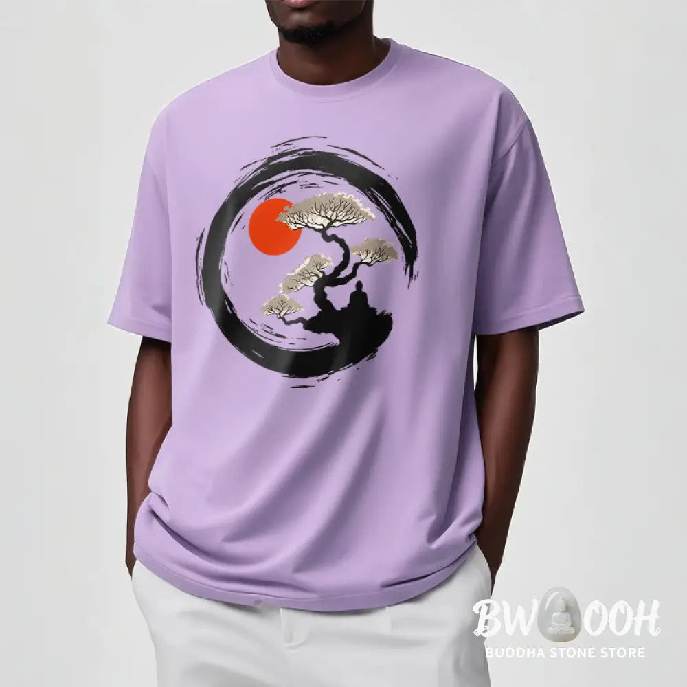 Buddha Stones Red Sun Pine Zen Circle Meditation Buddha Tee T-shirt - T-Shirts