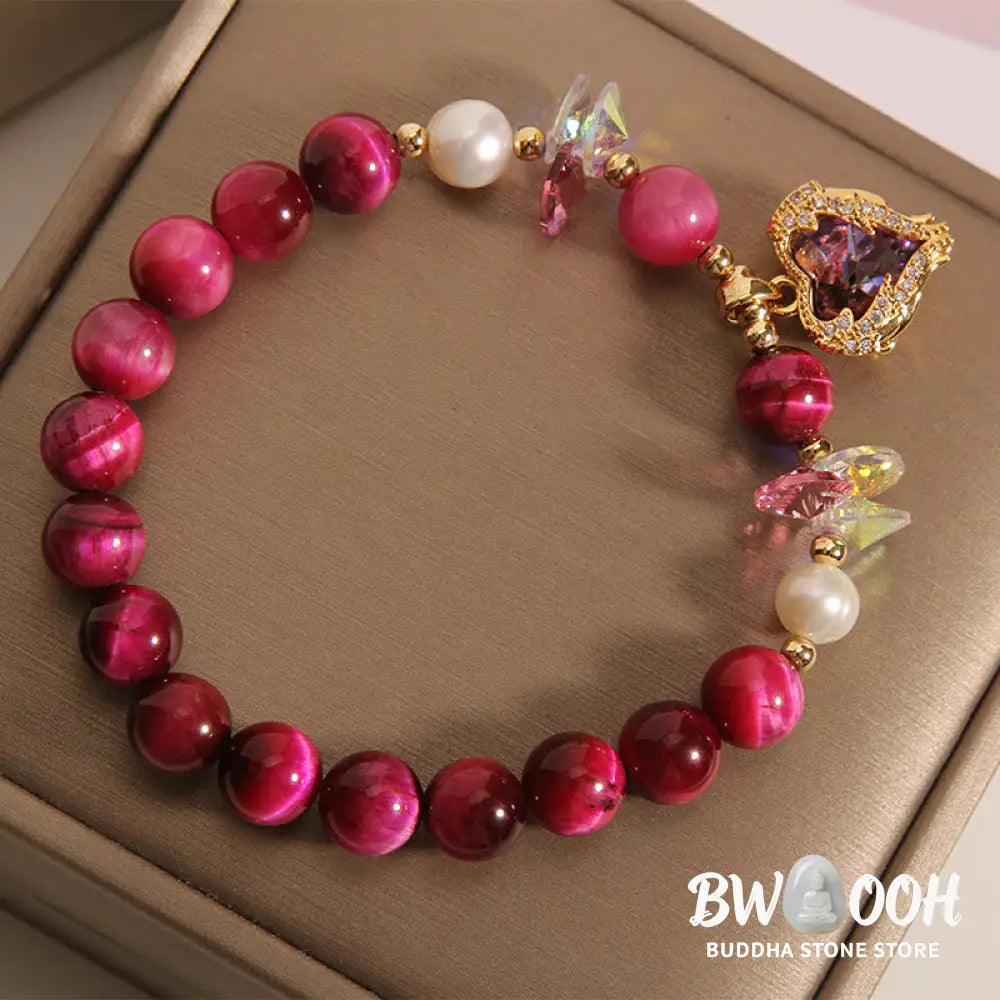 Buddha Stones Red Tiger Eye Citrine Amethyst Heart Calm Bracelet - BWOOOH - Bracelet