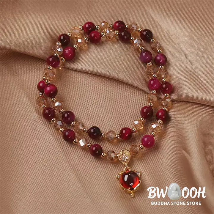 Buddha Stones Red Tiger Eye Fox Protection Double Wrap Bracelet - BWOOOH - Red Tiger Eye(Protection♥Balance) - Bracelet