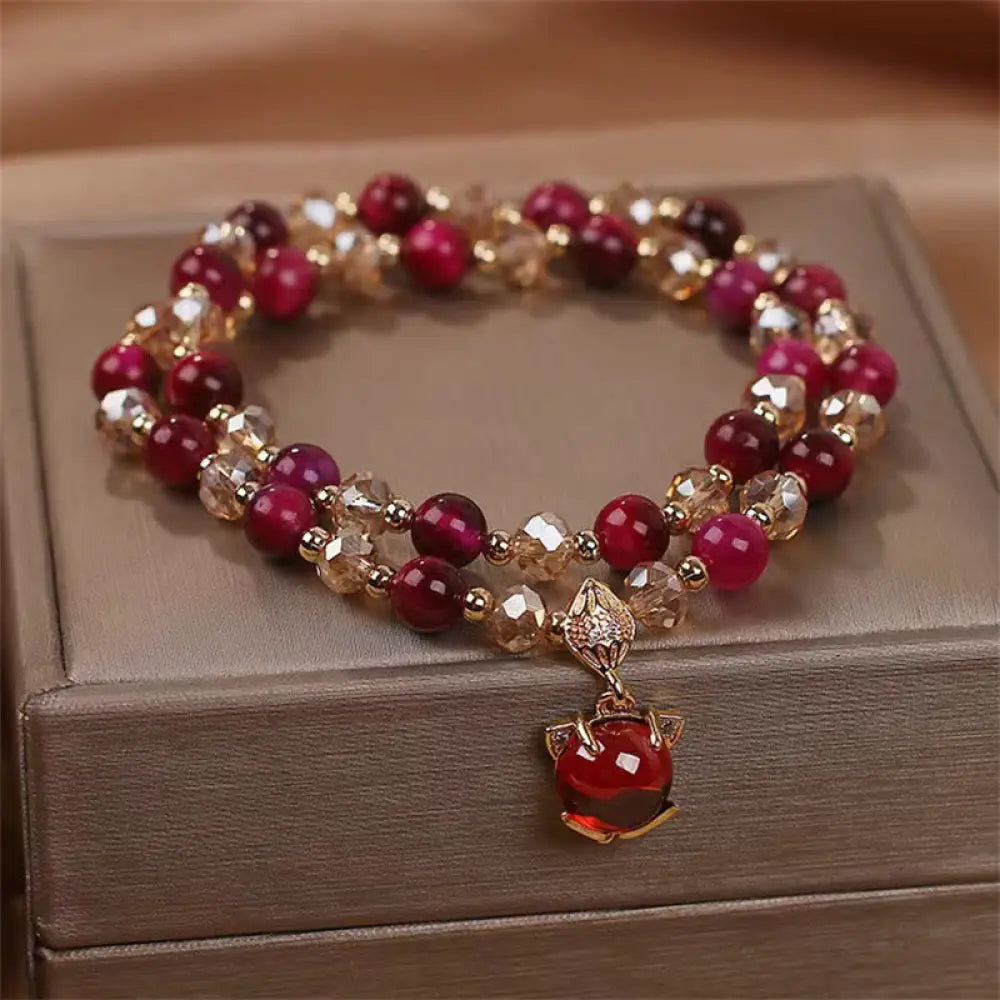 BWOOOH Red Tiger Eye Fox Protection Double Wrap Bracelet - BWOOOH - Red Tiger Eye(Protection♥Balance) - Bracelet