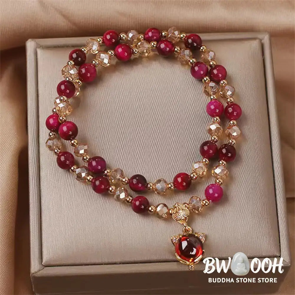 Buddha Stones Red Tiger Eye Fox Protection Double Wrap Bracelet - BWOOOH - Red Tiger Eye(Protection♥Balance) - Bracelet