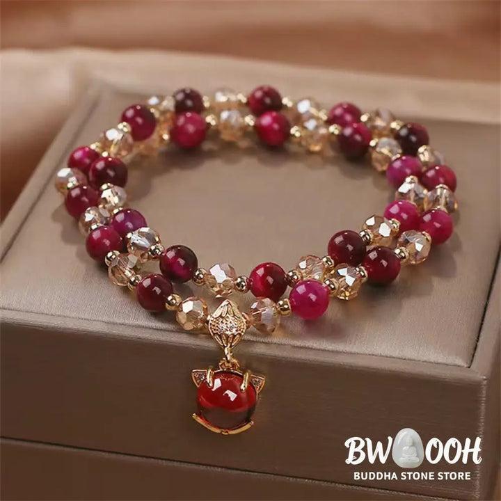 Buddha Stones Red Tiger Eye Fox Protection Double Wrap Bracelet - BWOOOH - Red Tiger Eye(Protection♥Balance) - Bracelet