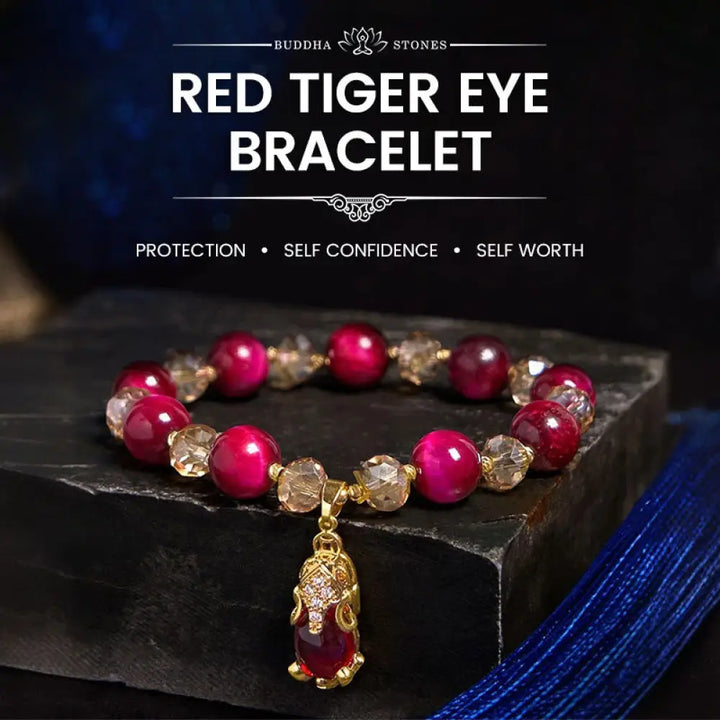 BWOOOH Red Tiger Eye PiXiu Fox Protection Self Confidence Bracelet - BWOOOH - Red Tiger Eye Pixiu - Bracelet