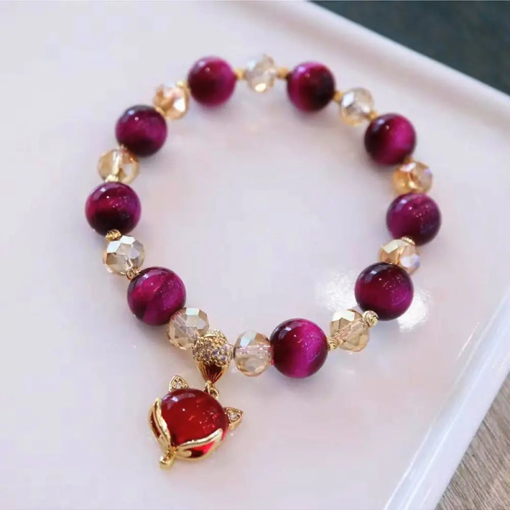 Buddha Stones Red Tiger Eye PiXiu Fox Protection Self Confidence Bracelet - BWOOOH - Red Tiger Eye Fox - Bracelet