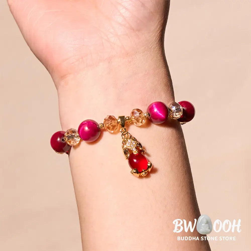 Buddha Stones Red Tiger Eye PiXiu Fox Protection Self Confidence Bracelet - BWOOOH - Bracelet