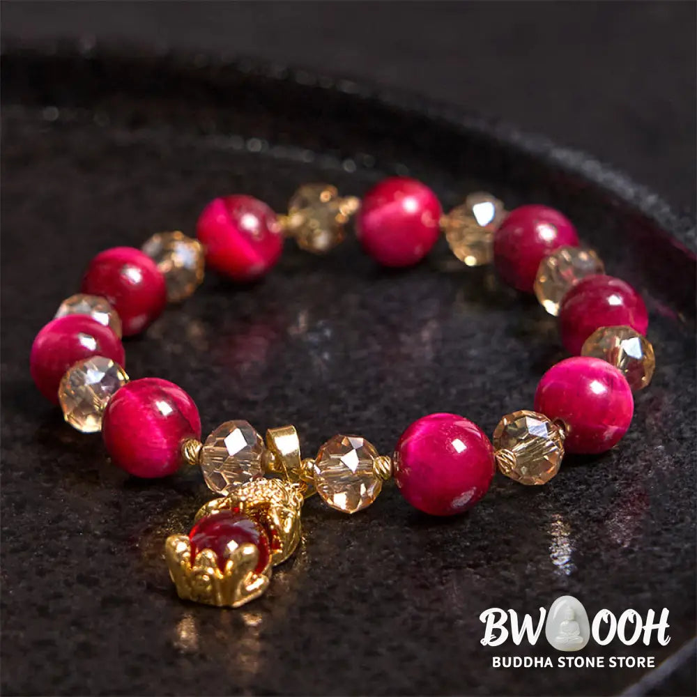 Buddha Stones Red Tiger Eye PiXiu Fox Protection Self Confidence Bracelet - BWOOOH - Bracelet