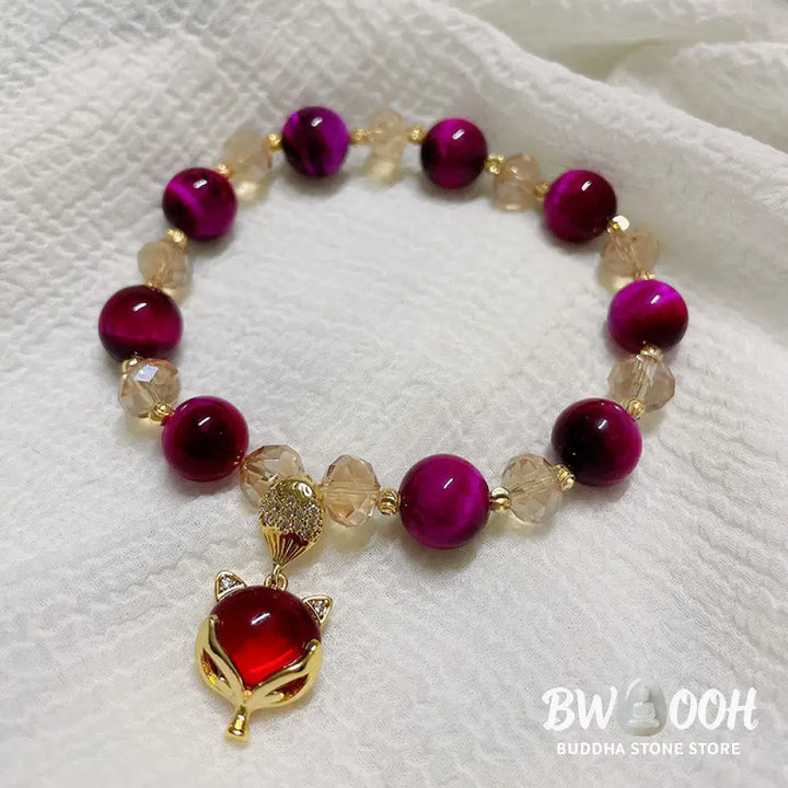 Buddha Stones Red Tiger Eye PiXiu Fox Protection Self Confidence Bracelet - BWOOOH - Bracelet