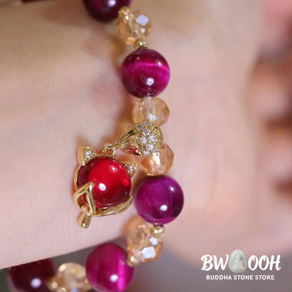 Buddha Stones Red Tiger Eye PiXiu Fox Protection Self Confidence Bracelet - BWOOOH - Bracelet