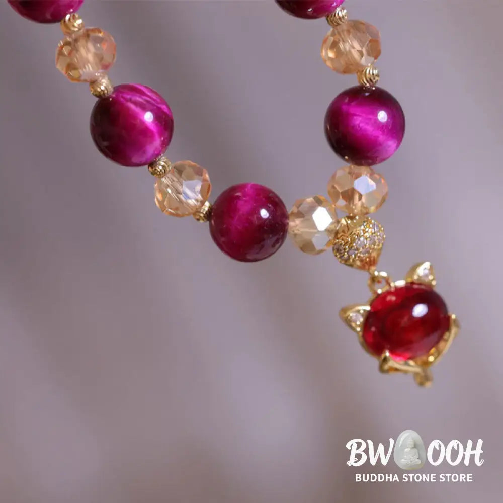 Buddha Stones Red Tiger Eye PiXiu Fox Protection Self Confidence Bracelet - BWOOOH - Bracelet