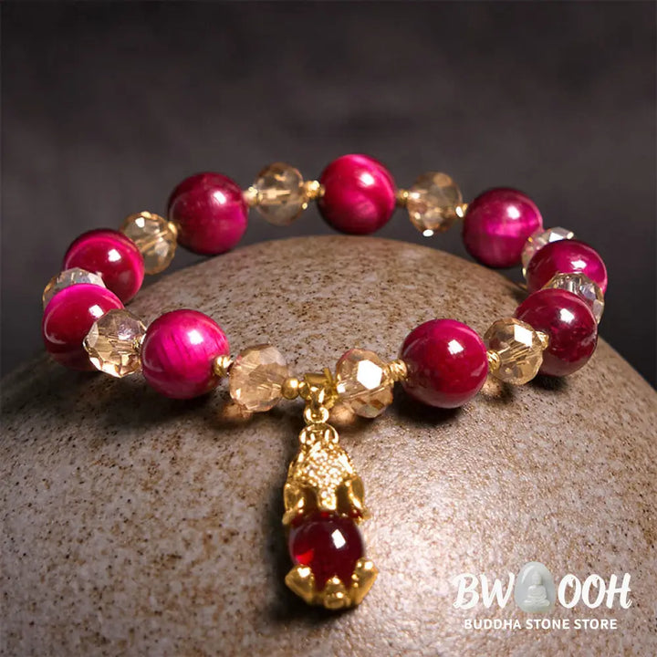 Buddha Stones Red Tiger Eye PiXiu Fox Protection Self Confidence Bracelet - BWOOOH - Bracelet