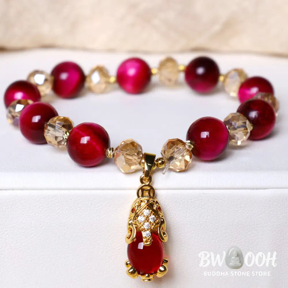 Buddha Stones Red Tiger Eye PiXiu Fox Protection Self Confidence Bracelet - BWOOOH - Bracelet