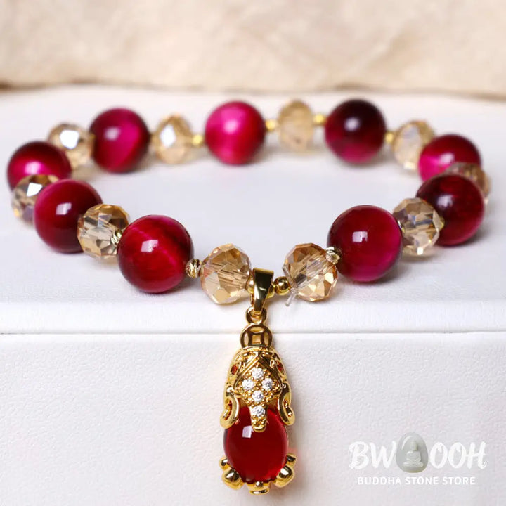 Buddha Stones Red Tiger Eye PiXiu Fox Protection Self Confidence Bracelet - BWOOOH - Bracelet