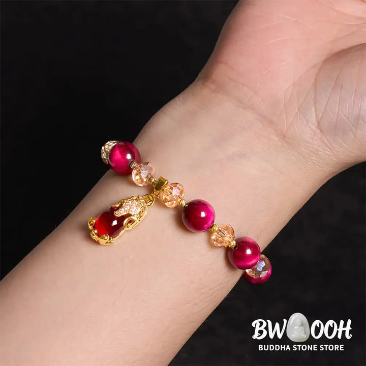 Buddha Stones Red Tiger Eye PiXiu Fox Protection Self Confidence Bracelet - BWOOOH - Bracelet