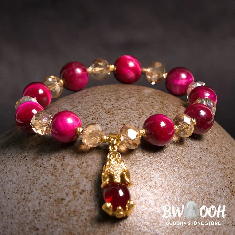 Buddha Stones Red Tiger Eye PiXiu Fox Protection Self Confidence Bracelet - BWOOOH - Bracelet