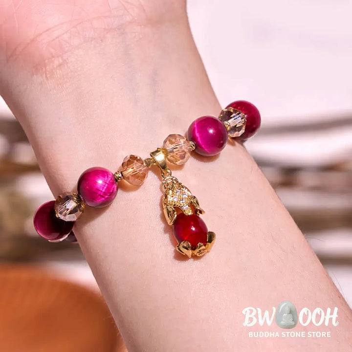 Buddha Stones Red Tiger Eye PiXiu Fox Protection Self Confidence Bracelet - BWOOOH - Bracelet