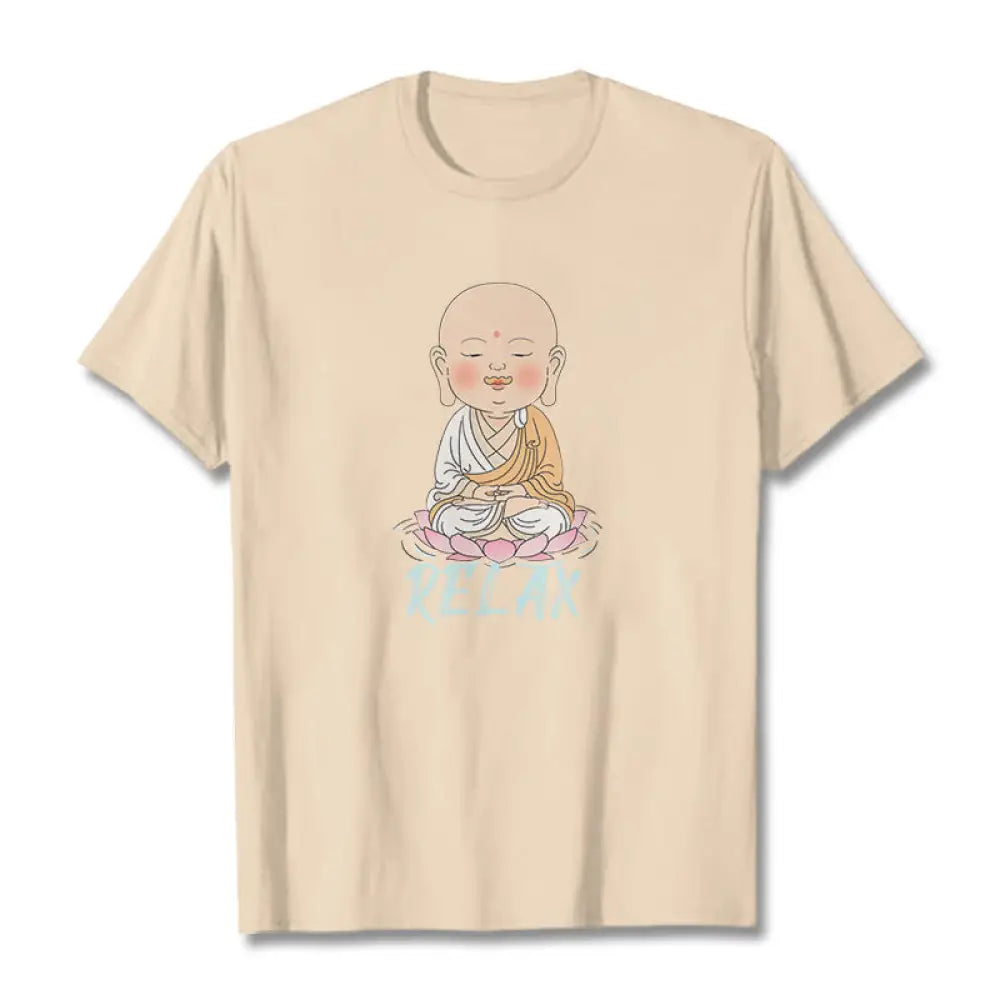 Buddha Stones RELAX Buddha Tee T-shirt - Bisque / RELAX / S - T-Shirts