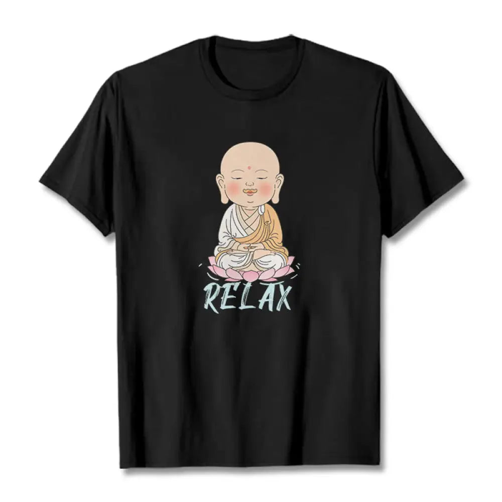 Buddha Stones RELAX Buddha Tee T-shirt - Black / RELAX / S - T-Shirts