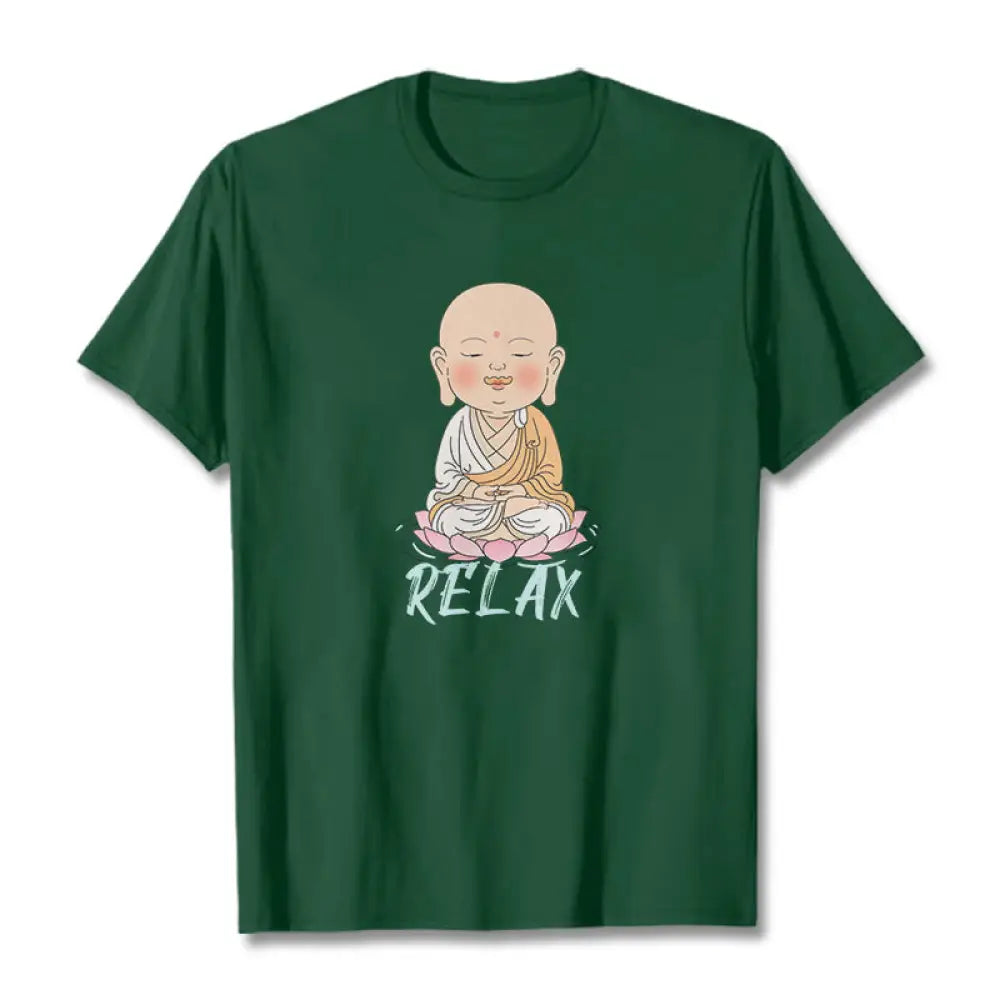 Buddha Stones RELAX Buddha Tee T-shirt - ForestGreen / RELAX / S - T-Shirts
