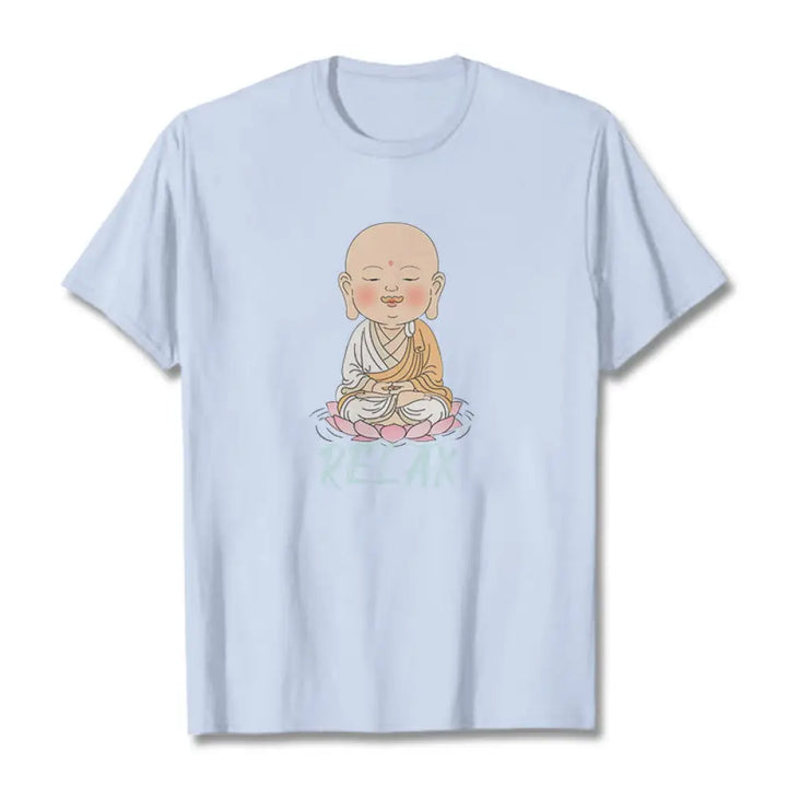 Buddha Stones RELAX Buddha Tee T-shirt - LightCyan / RELAX / S - T-Shirts