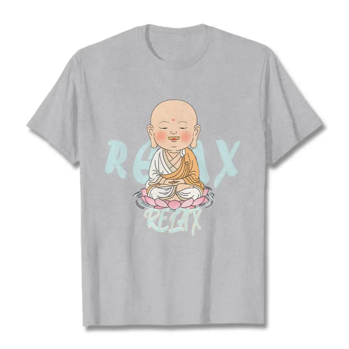 Buddha Stones RELAX Buddha Tee T-shirt - LightGrey / RELAX Background / S - T-Shirts