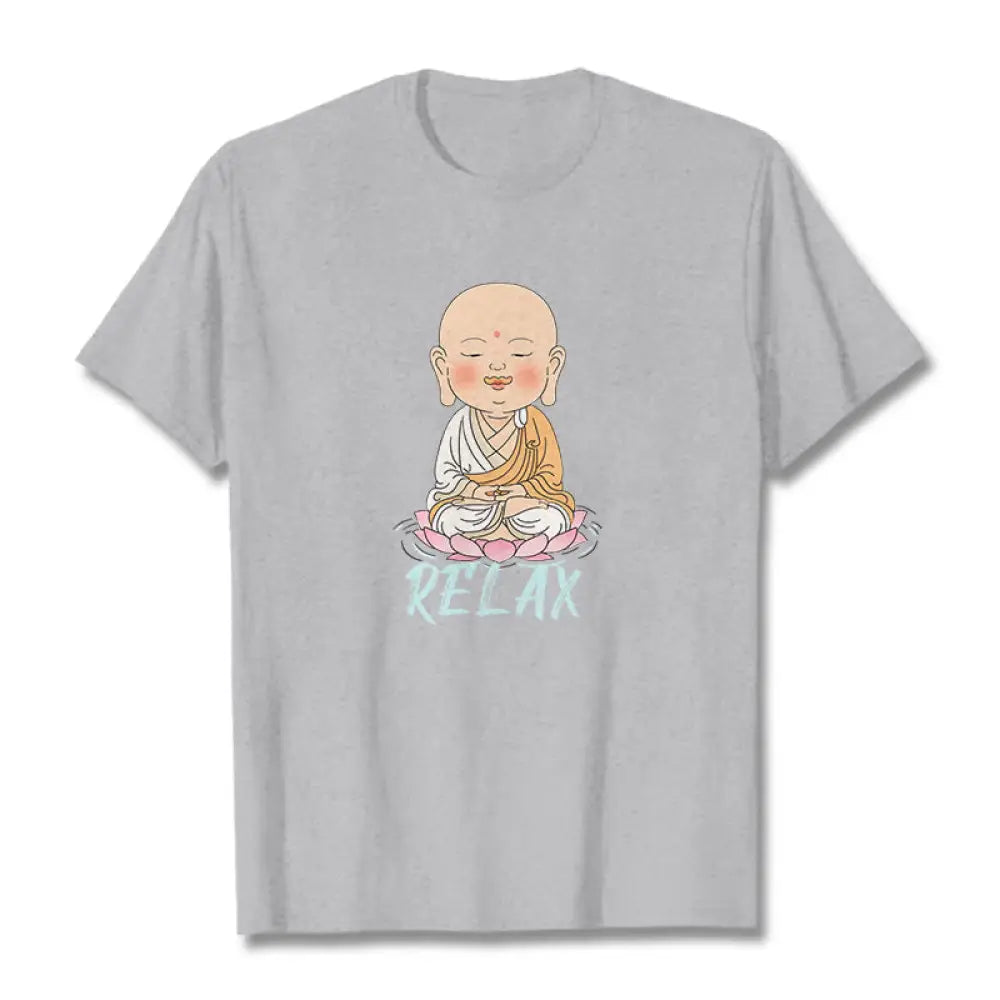 Buddha Stones RELAX Buddha Tee T-shirt - LightGrey / RELAX / S - T-Shirts