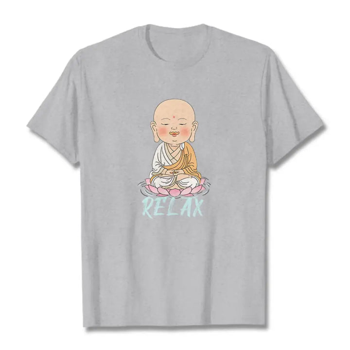 Buddha Stones RELAX Buddha Tee T-shirt - LightGrey / RELAX / S - T-Shirts