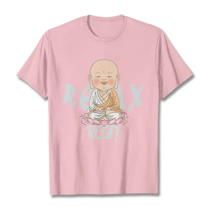 Buddha Stones RELAX Buddha Tee T-shirt - LightPink / RELAX Background / S - T-Shirts
