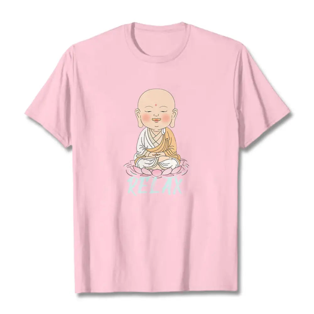 Buddha Stones RELAX Buddha Tee T-shirt - LightPink / RELAX / S - T-Shirts