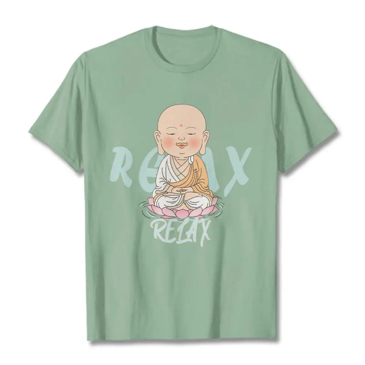 Buddha Stones RELAX Buddha Tee T-shirt - PaleGreen / RELAX Background / S - T-Shirts