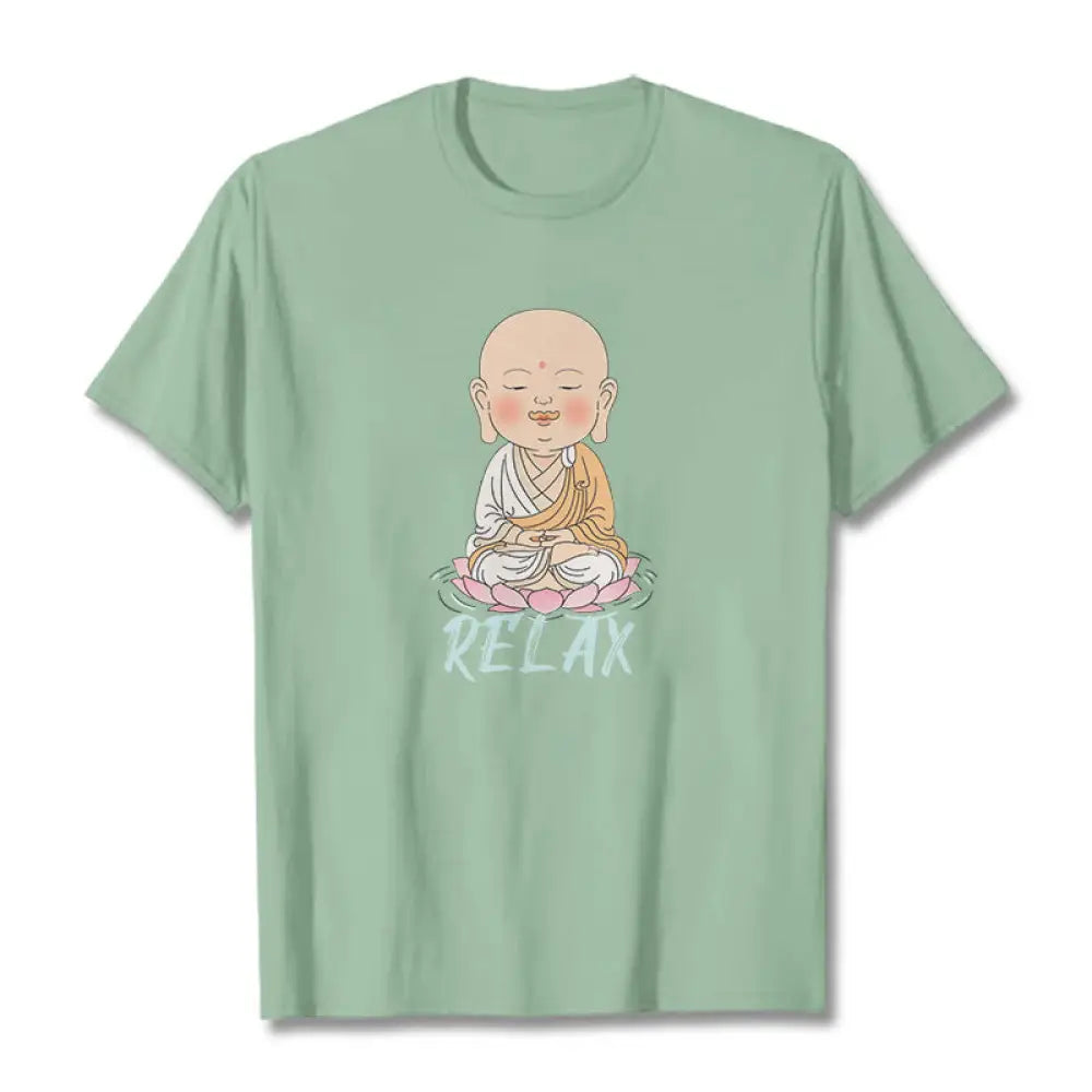 Buddha Stones RELAX Buddha Tee T-shirt - PaleGreen / RELAX / S - T-Shirts