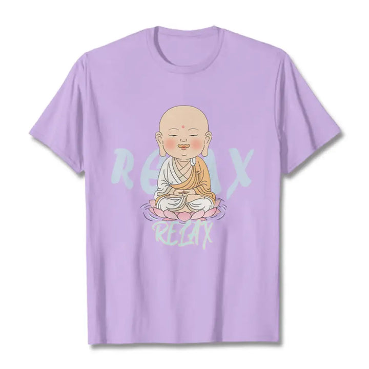 Buddha Stones RELAX Buddha Tee T-shirt - Plum / RELAX Background / S - T-Shirts