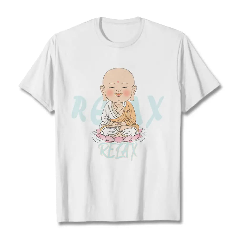 Buddha Stones RELAX Buddha Tee T-shirt - White / RELAX Background / S - T-Shirts