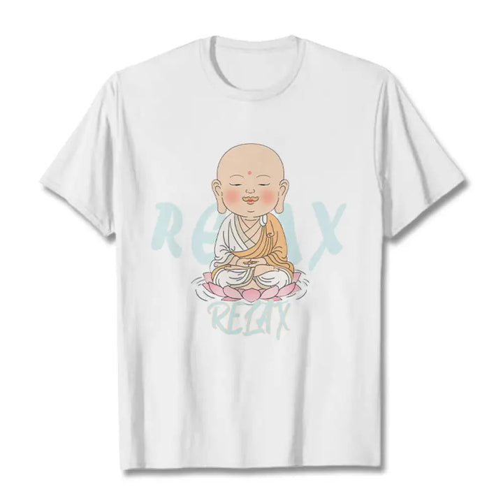 Buddha Stones RELAX Buddha Tee T-shirt - White / RELAX Background / S - T-Shirts