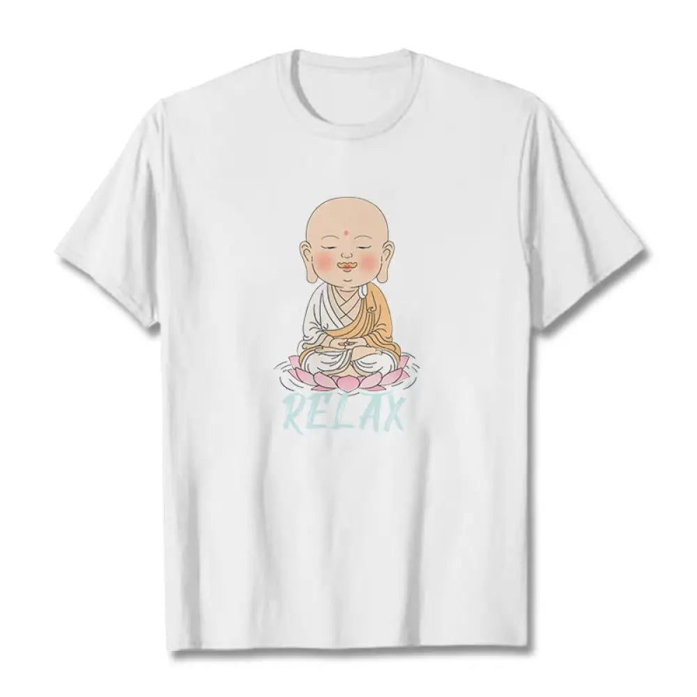 Buddha Stones RELAX Buddha Tee T-shirt - White / RELAX / S - T-Shirts