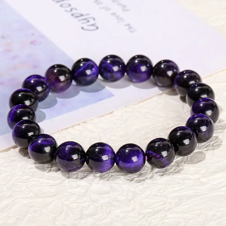 Buddha Stones Restores Calmness Cool Color Series Love Tranquility Bracelet - BWOOOH - Dark Purple Tiger Eye(Wrist