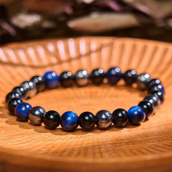 Buddha Stones Restores Calmness Cool Color Series Love Tranquility Bracelet - BWOOOH - Lazurite Tiger Eye