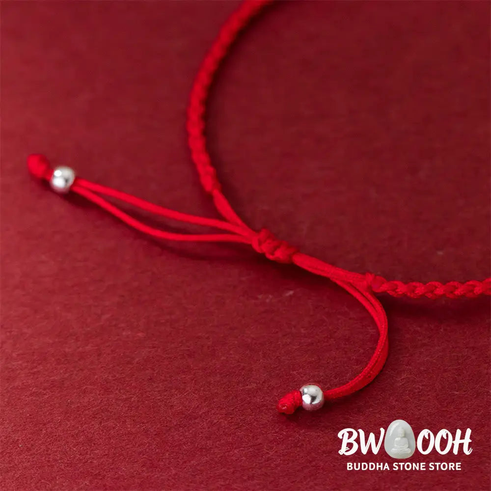 Buddha Stones Retro 925 Sterling Silver Four Leaf Clover Pearl Luck Red String Bracelet - 925 Sterling Silver(Wrist