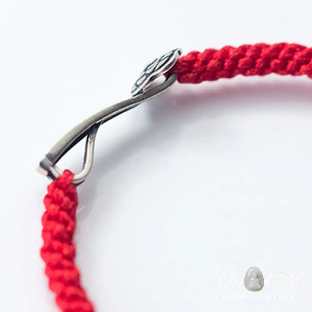 Buddha Stones Retro 925 Sterling Silver Ruyi As One Wishes Red String Braided Luck Bracelet - 925 Sterling Silver(Wrist