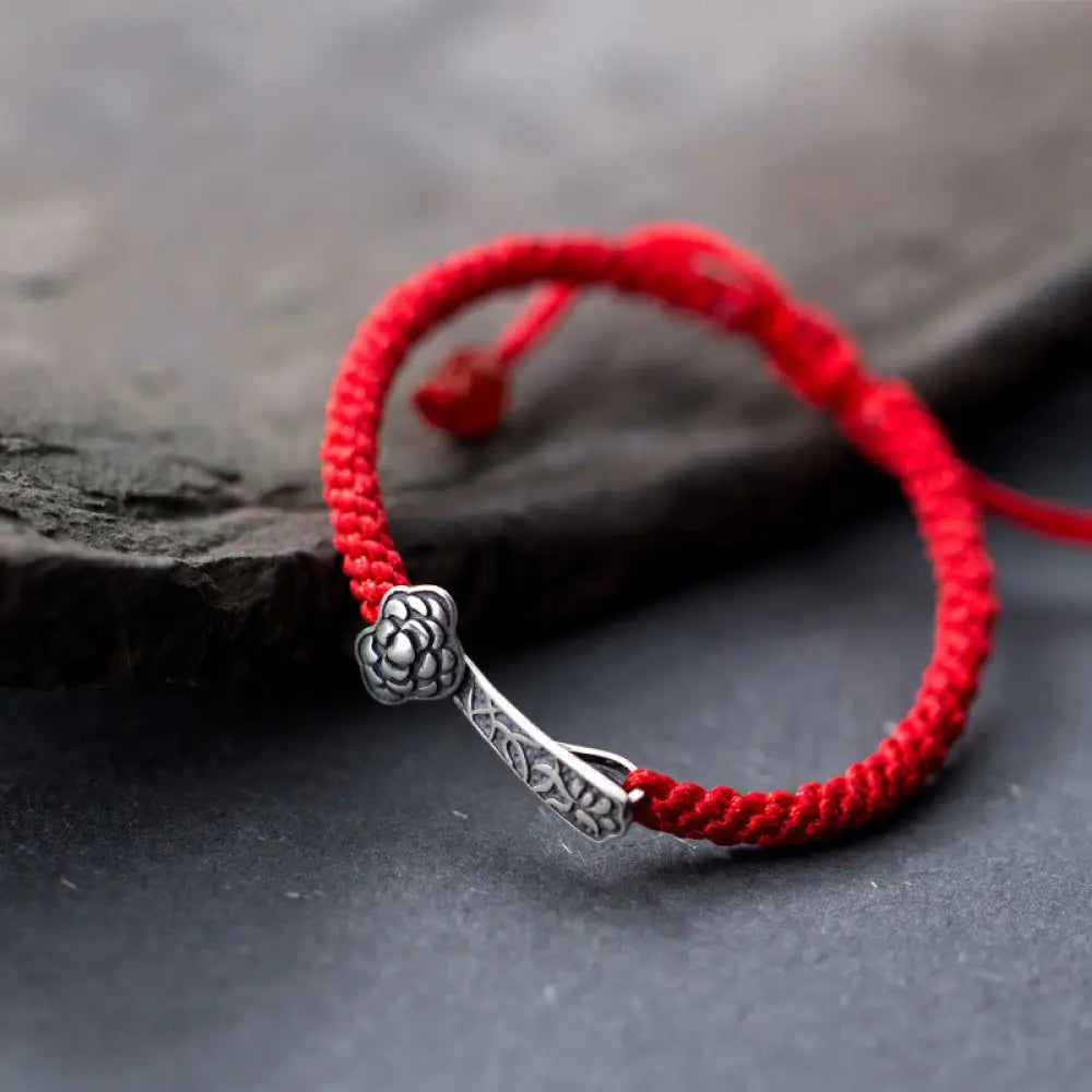 BWOOOH Retro 925 Sterling Silver Ruyi As One Wishes Red S