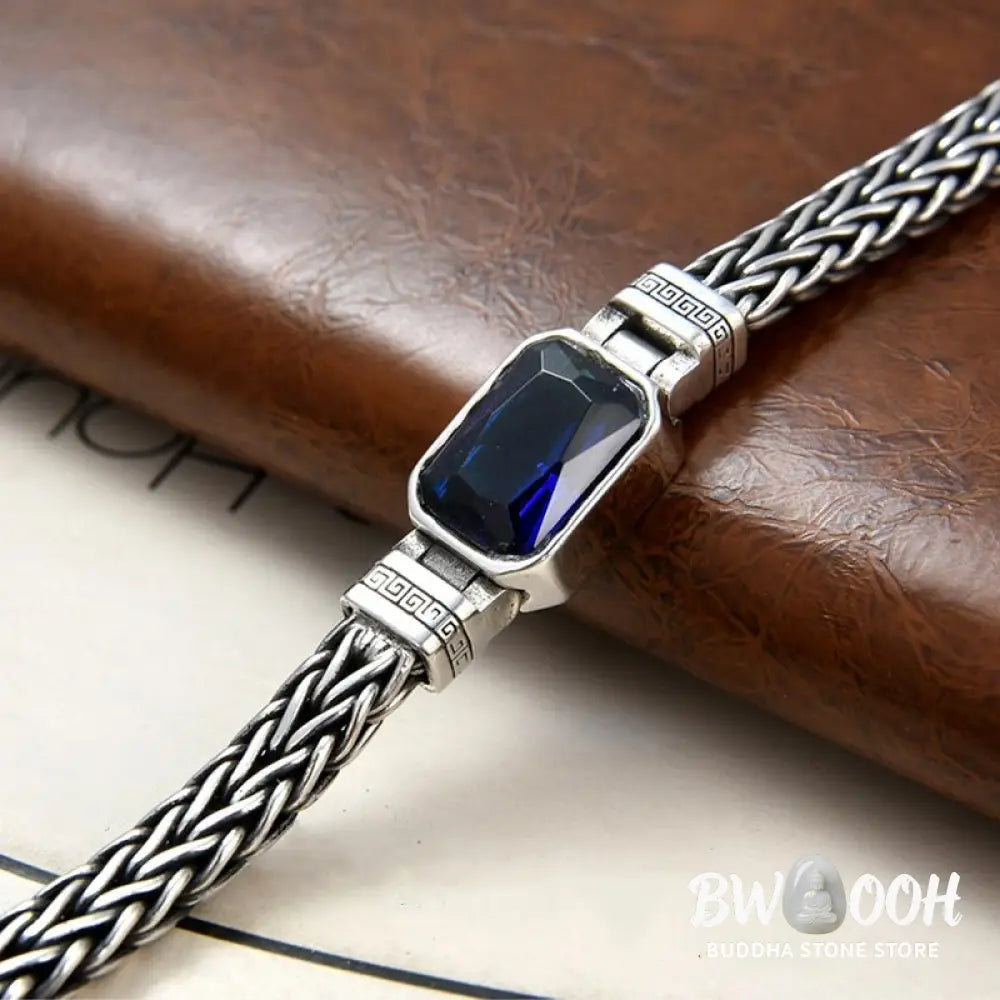 Buddha Stones Retro Blue Acrylic Dragon Keel Braided Design Healing Wealth Buckle Bracelet - BWOOOH - Bracelet
