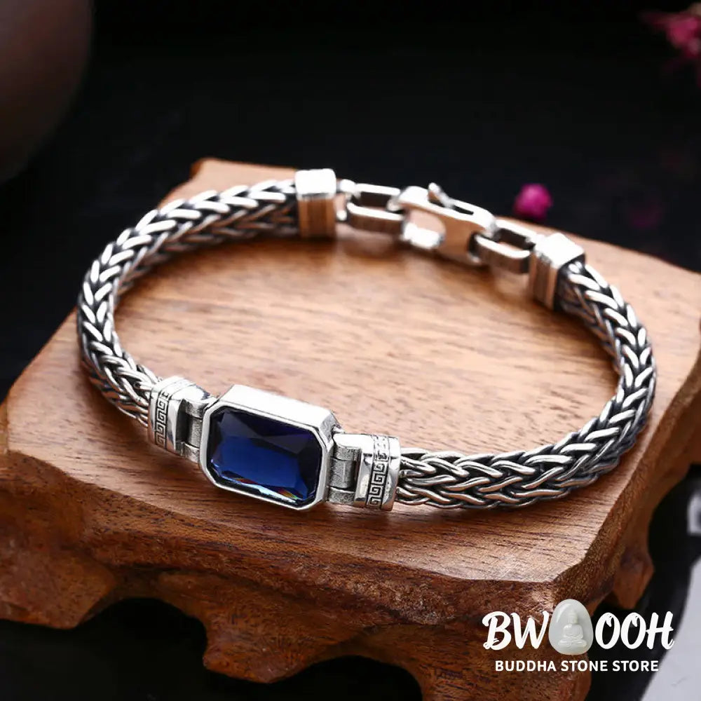 Buddha Stones Retro Blue Acrylic Dragon Keel Braided Design Healing Wealth Buckle Bracelet - BWOOOH - Bracelet