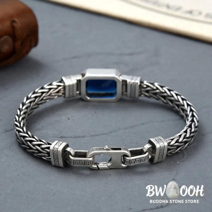 Buddha Stones Retro Blue Acrylic Dragon Keel Braided Design Healing Wealth Buckle Bracelet - BWOOOH - Bracelet