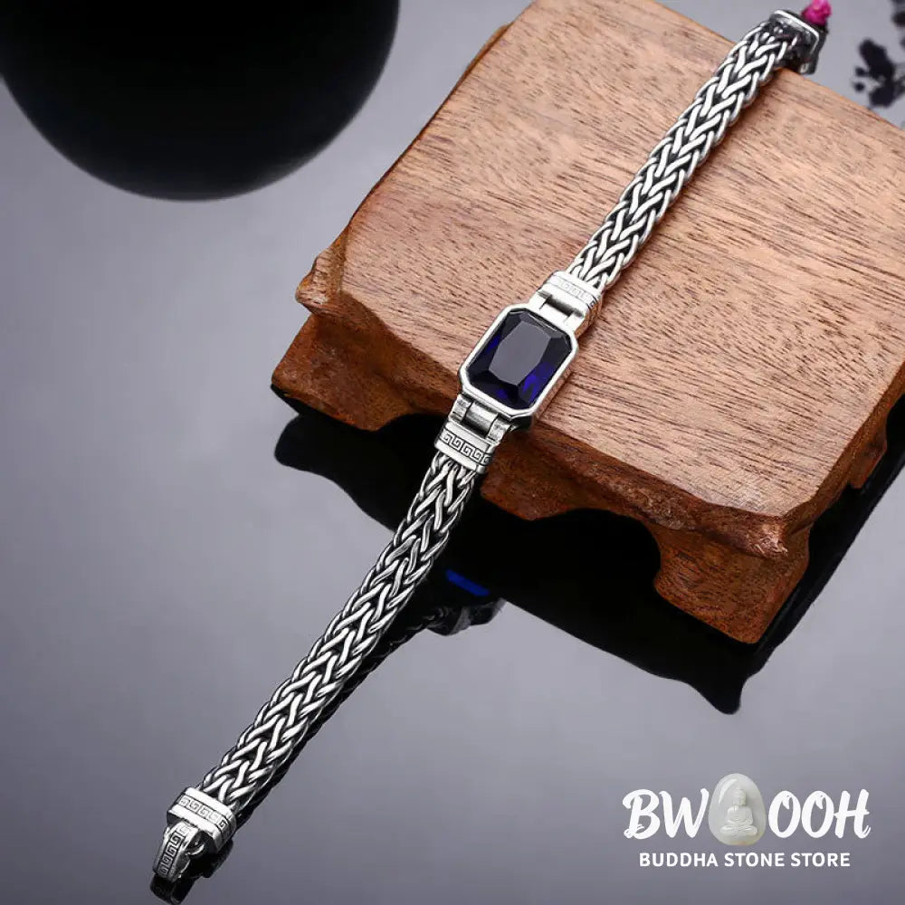 Buddha Stones Retro Blue Acrylic Dragon Keel Braided Design Healing Wealth Buckle Bracelet - BWOOOH - Bracelet