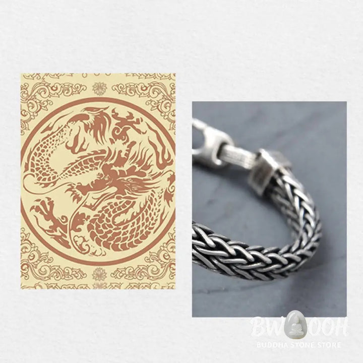 Buddha Stones Retro Blue Acrylic Dragon Keel Braided Design Healing Wealth Buckle Bracelet - BWOOOH - Bracelet