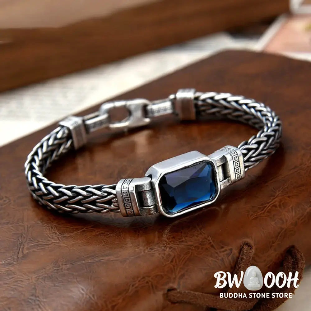 Buddha Stones Retro Blue Acrylic Dragon Keel Braided Design Healing Wealth Buckle Bracelet - BWOOOH - Bracelet