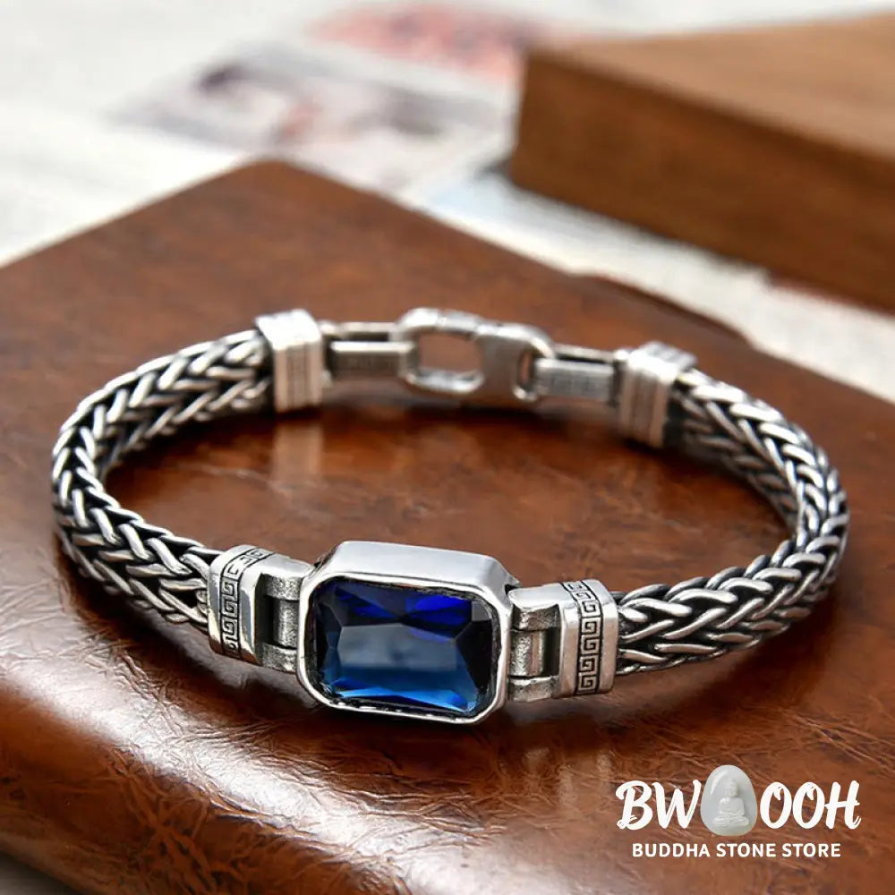 Buddha Stones Retro Blue Acrylic Dragon Keel Braided Design Healing Wealth Buckle Bracelet - BWOOOH - Bracelet