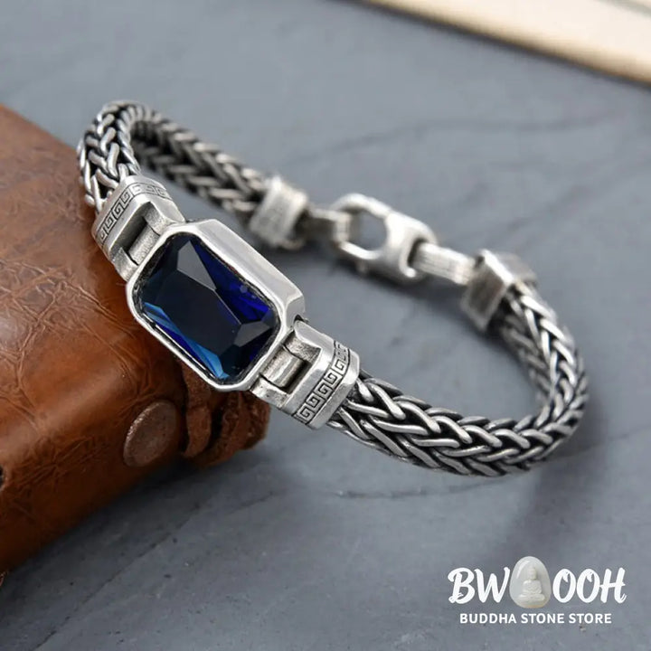 Buddha Stones Retro Blue Acrylic Dragon Keel Braided Design Healing Wealth Buckle Bracelet - BWOOOH - Bracelet